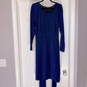 Size 20 Metallic Cobalt Blue Shimmering Tie Waist Midi Dress — Never Worn